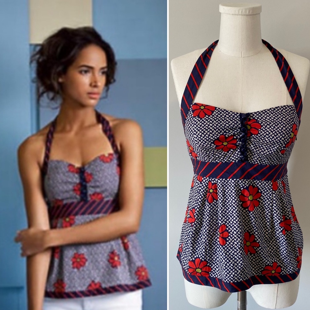 Anthropologie Odille Retro Floral Halter Top